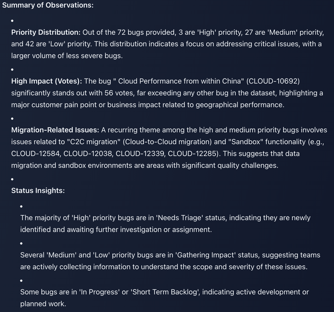 Bug Summary Insights